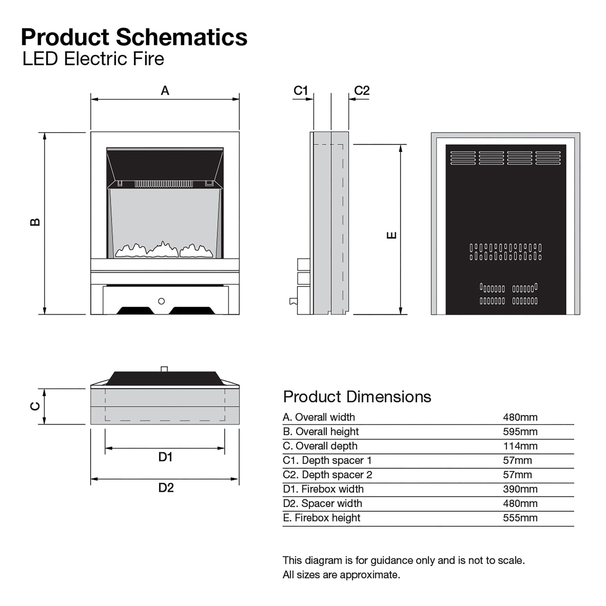 Focal Point Blenheim 2kW Gloss Brass effect Inset Electric Fire (H)59.3cm (W)48.3cm (D)15.4cm - Refurbished