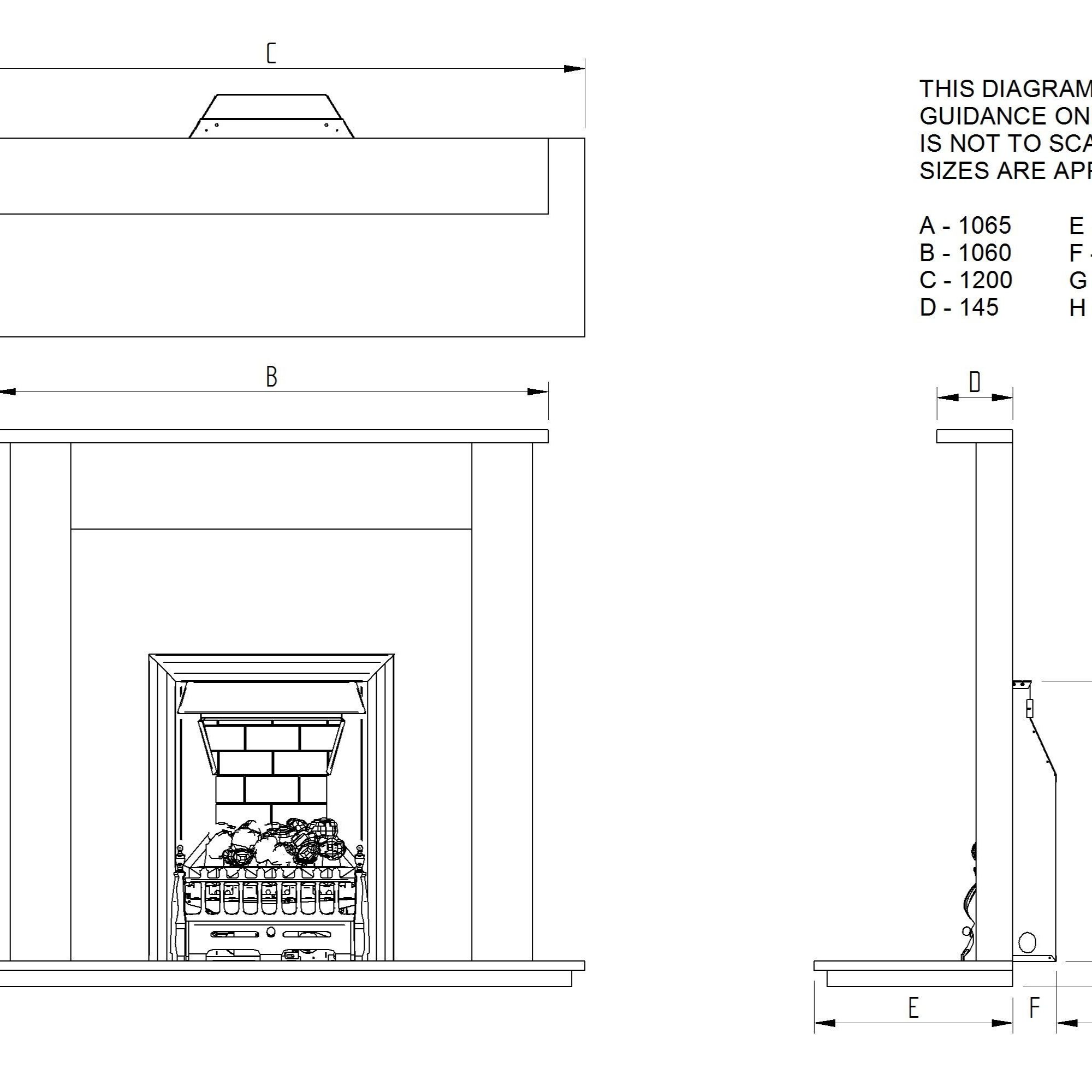 Focal Point Blenheim Brass effect Gas Fire suite
