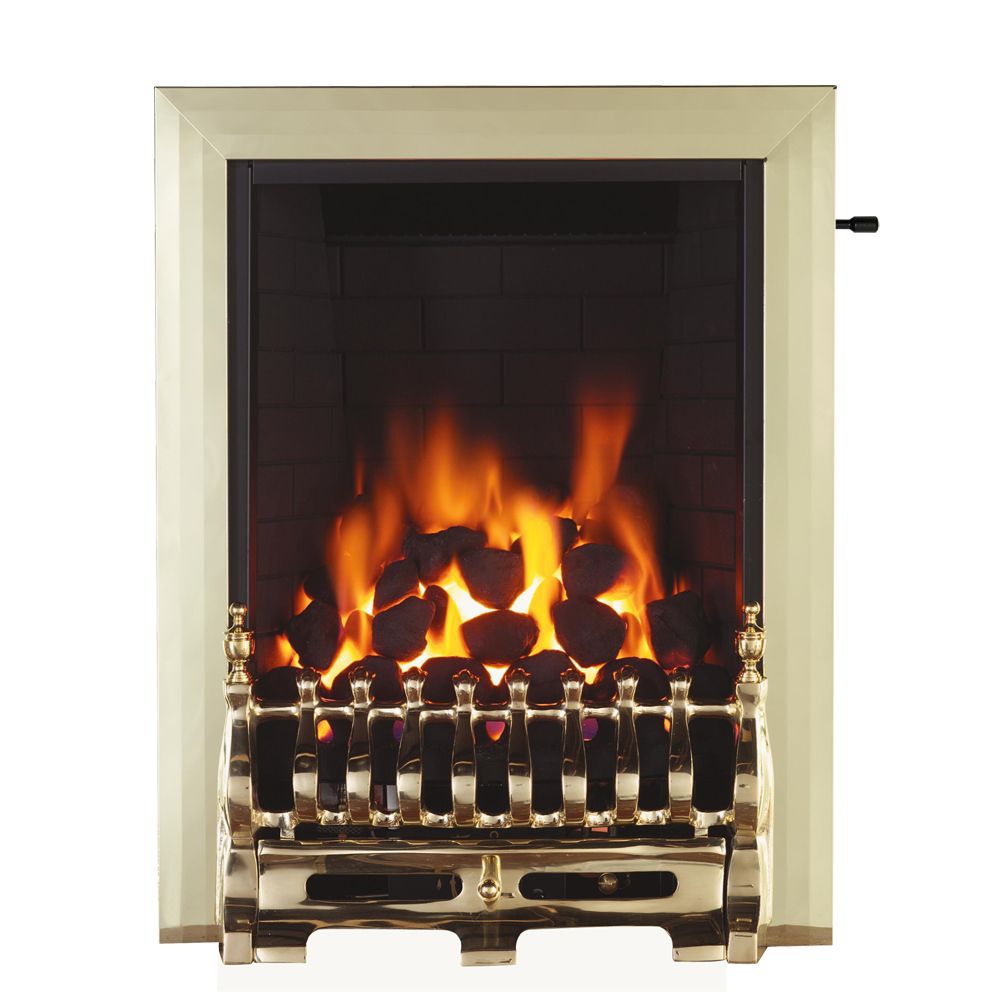 Focal Point Blenheim Brass effect Slide control Gas Fire DIY at B&Q