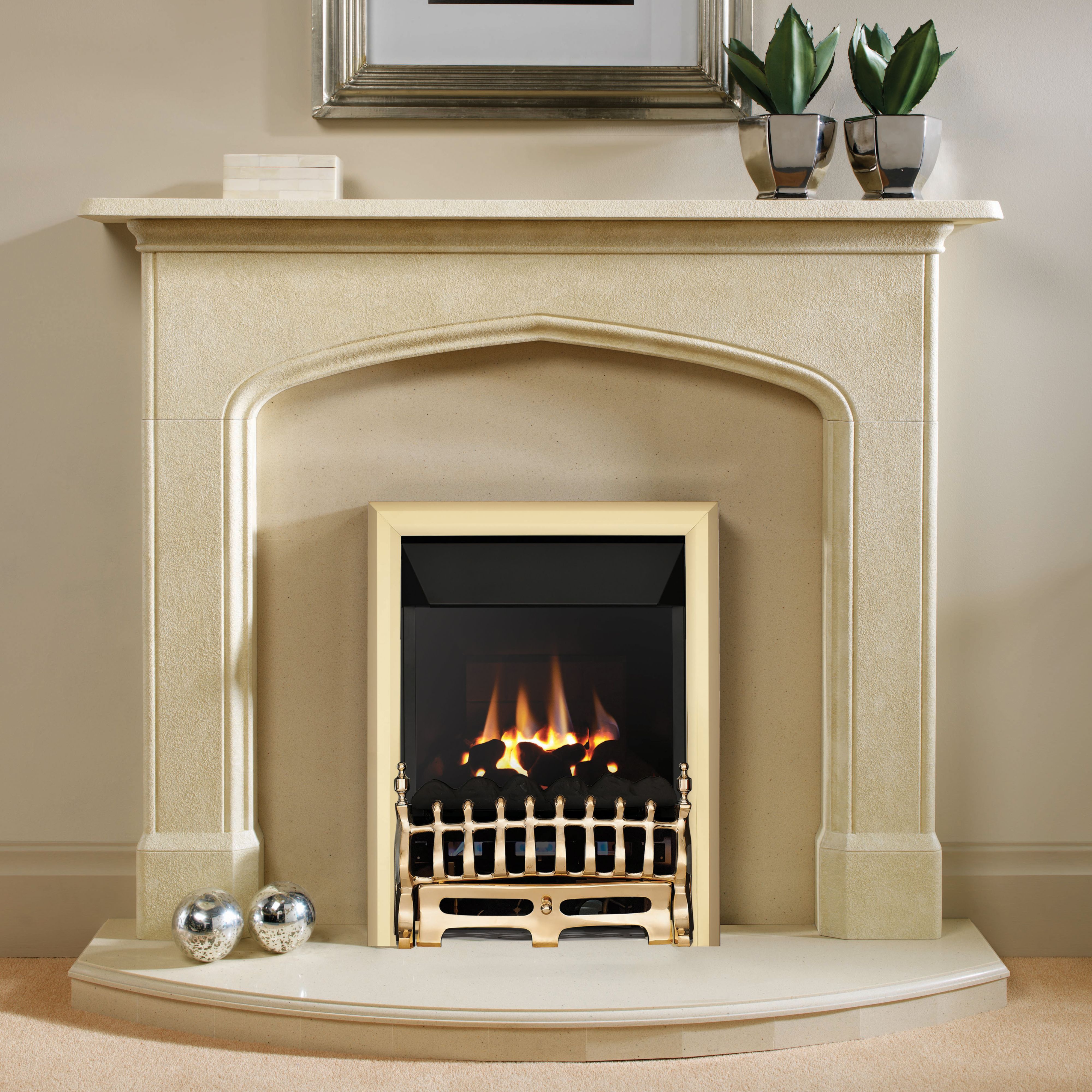Focal Point Blenheim high efficiency Brass effect Manual control Gas Fire |  DIY at Bu0026Q