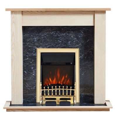 Focal Point Blenheim Kingswood Brass effect Fire suite | DIY at Bu0026Q