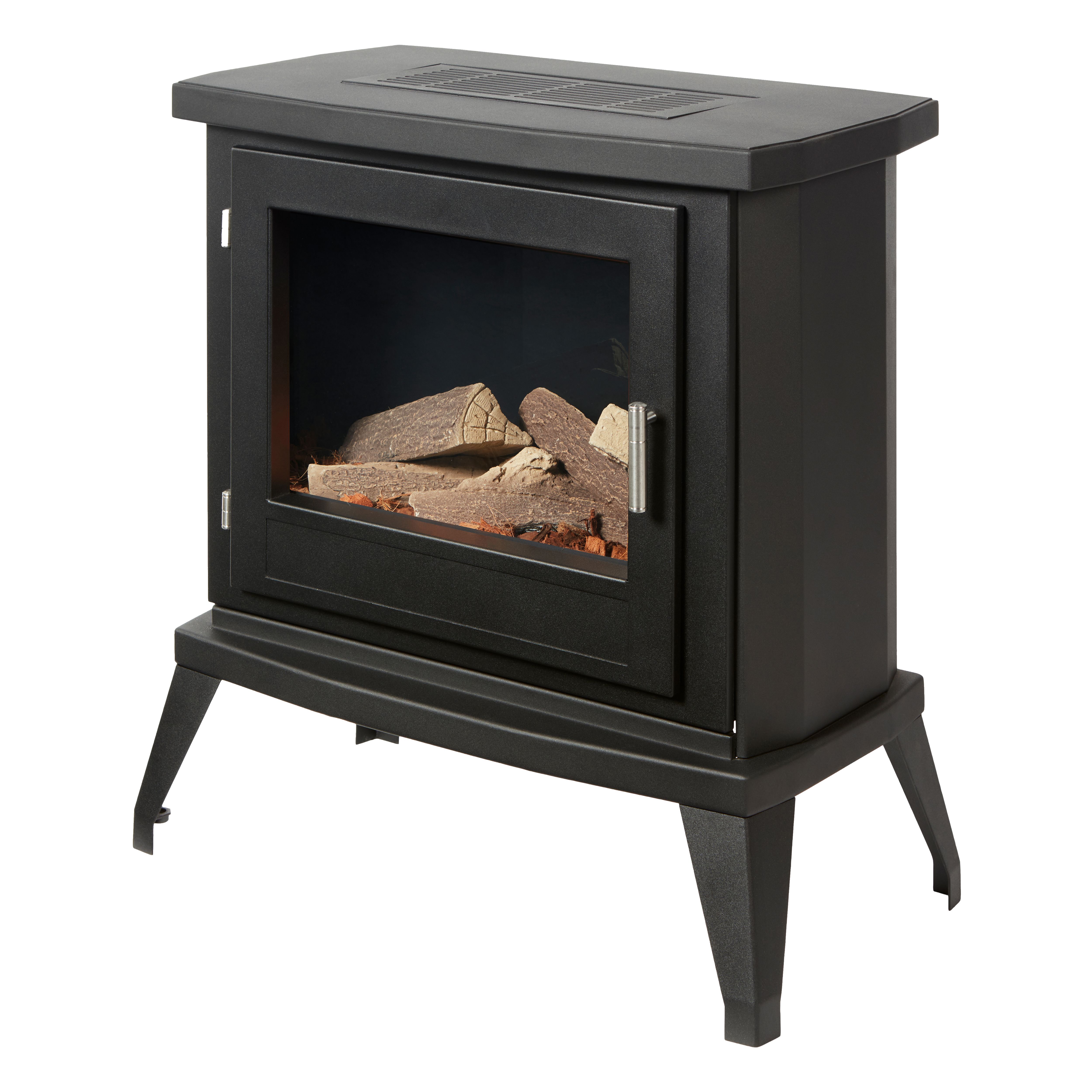 Focal Point Brocton 1500W Matt Black Electric Stove (H)637mm (W)645mm