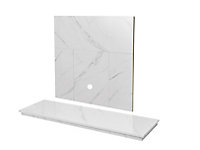 Focal Point Contemporary Marble effect Back panel & hearth (W)1250mm (D)380mm
