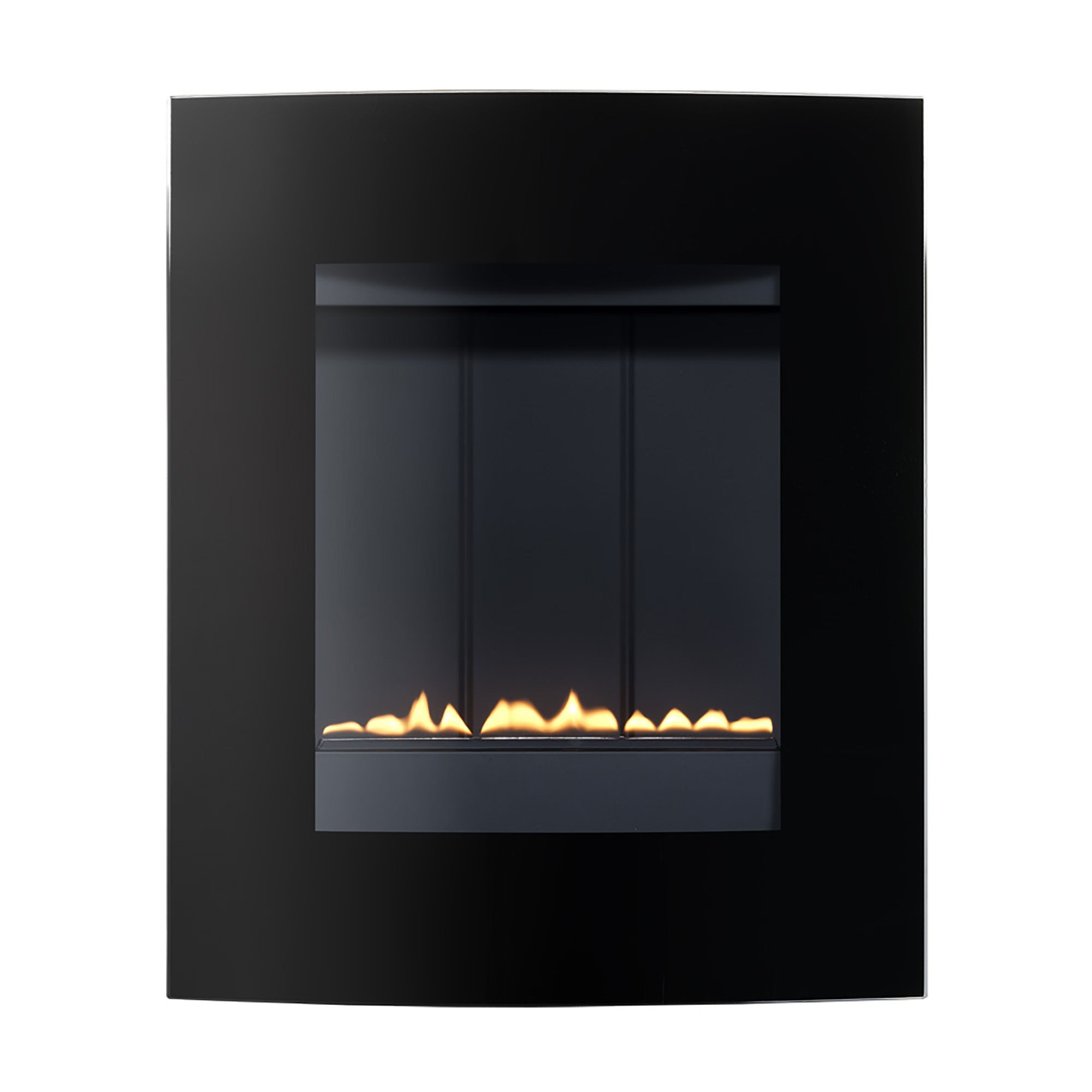 Focal Point Ebony flueless Curved glass front panel Black Manual control 2kW Gas Fire