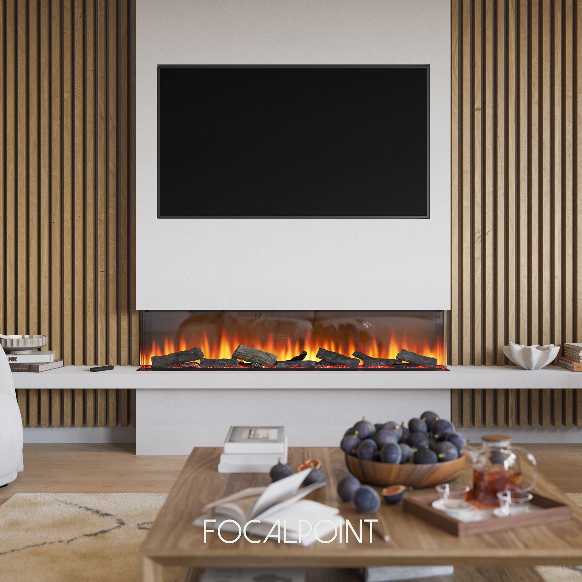 Focal Point Eccentra 1250 2kW Black Media wall Fire (H)514mm (W)1266mm (D)220mm