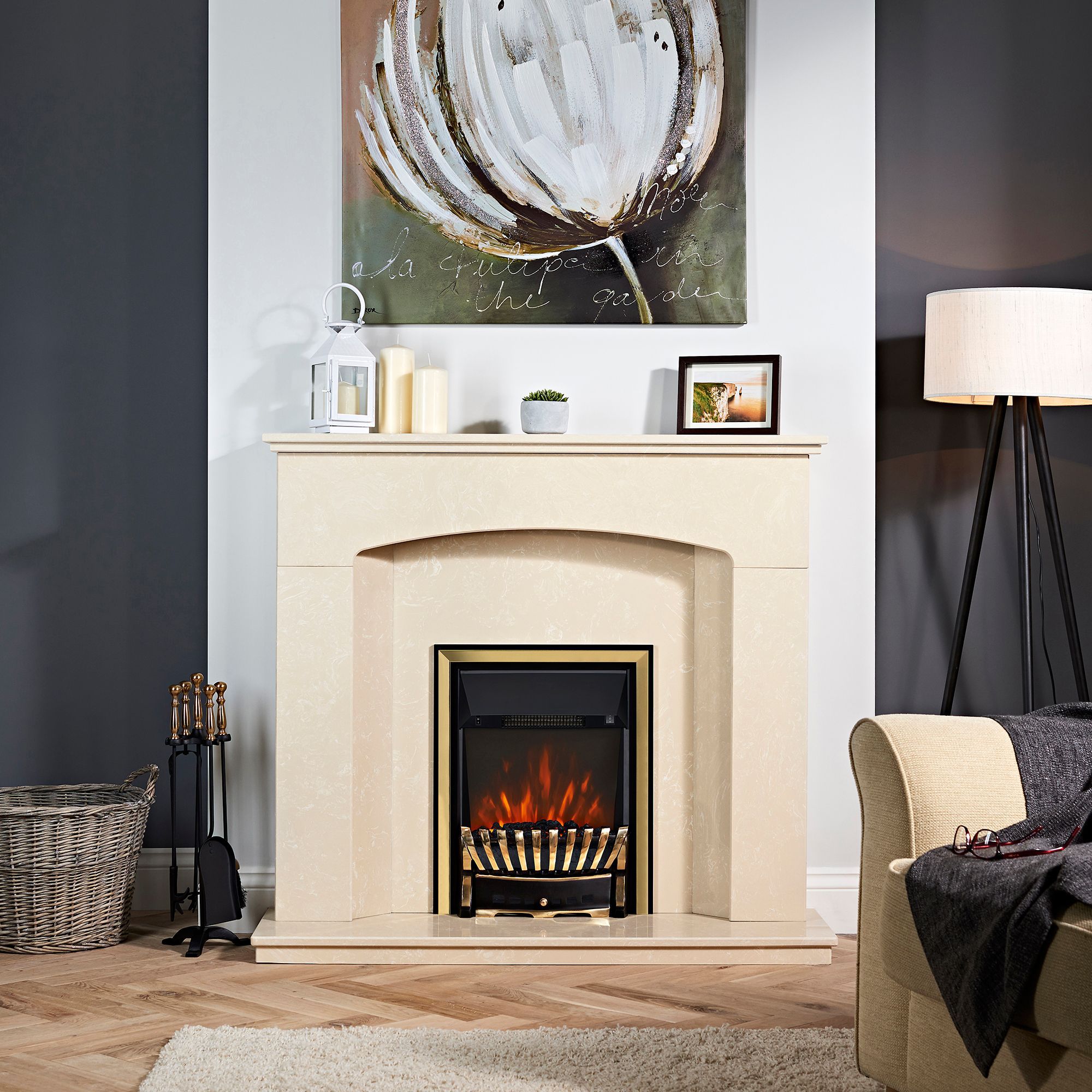 Focal Point Elegance 2kW Brass effect Electric Fire