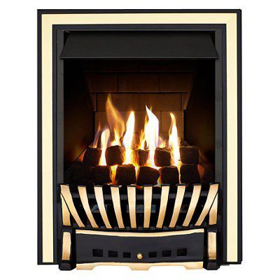Focal Point Elegance Black Brass effect Manual control Gas Fire