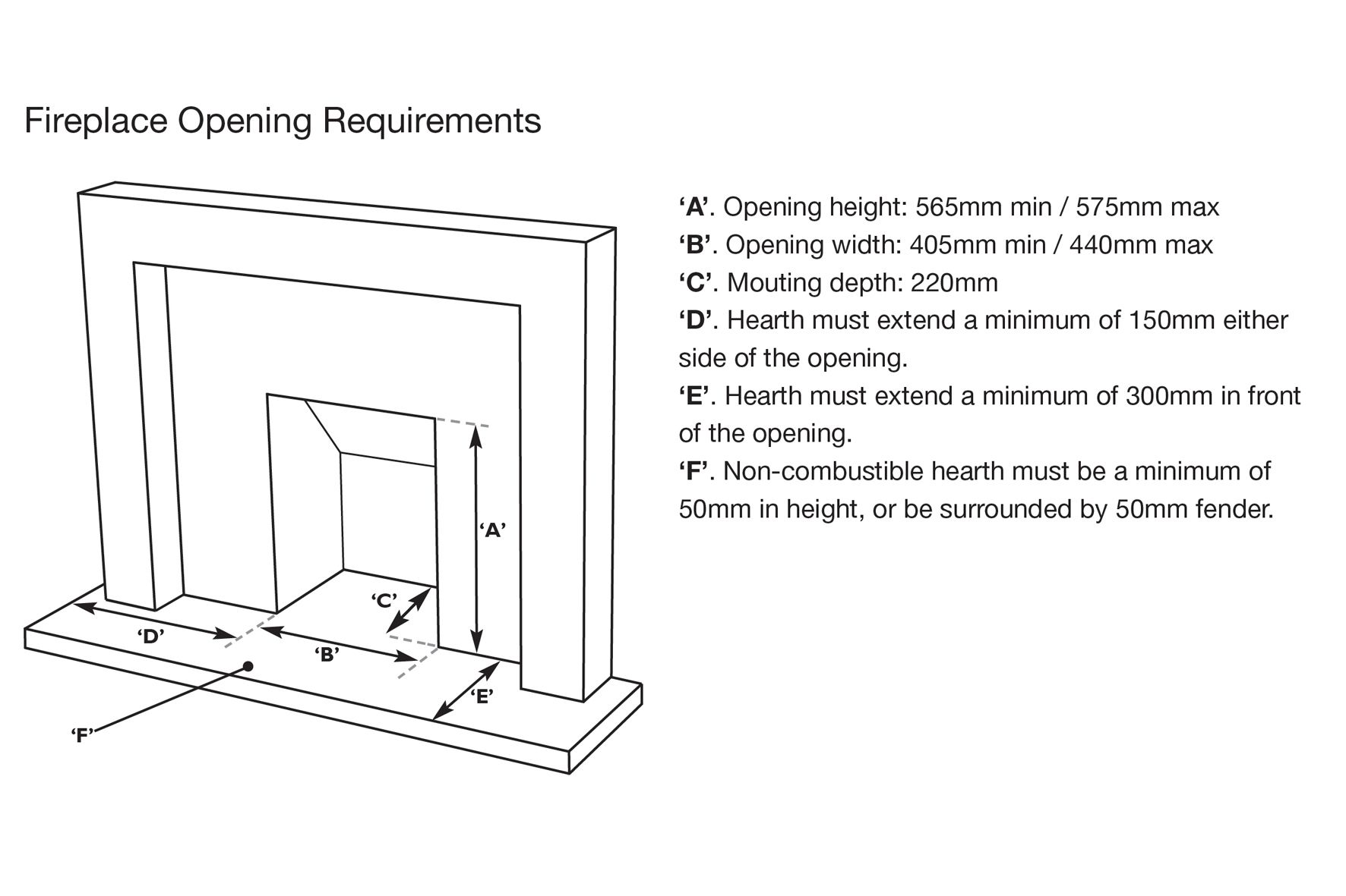 Focal Point Elegance Black Manual control Gas Fire tray