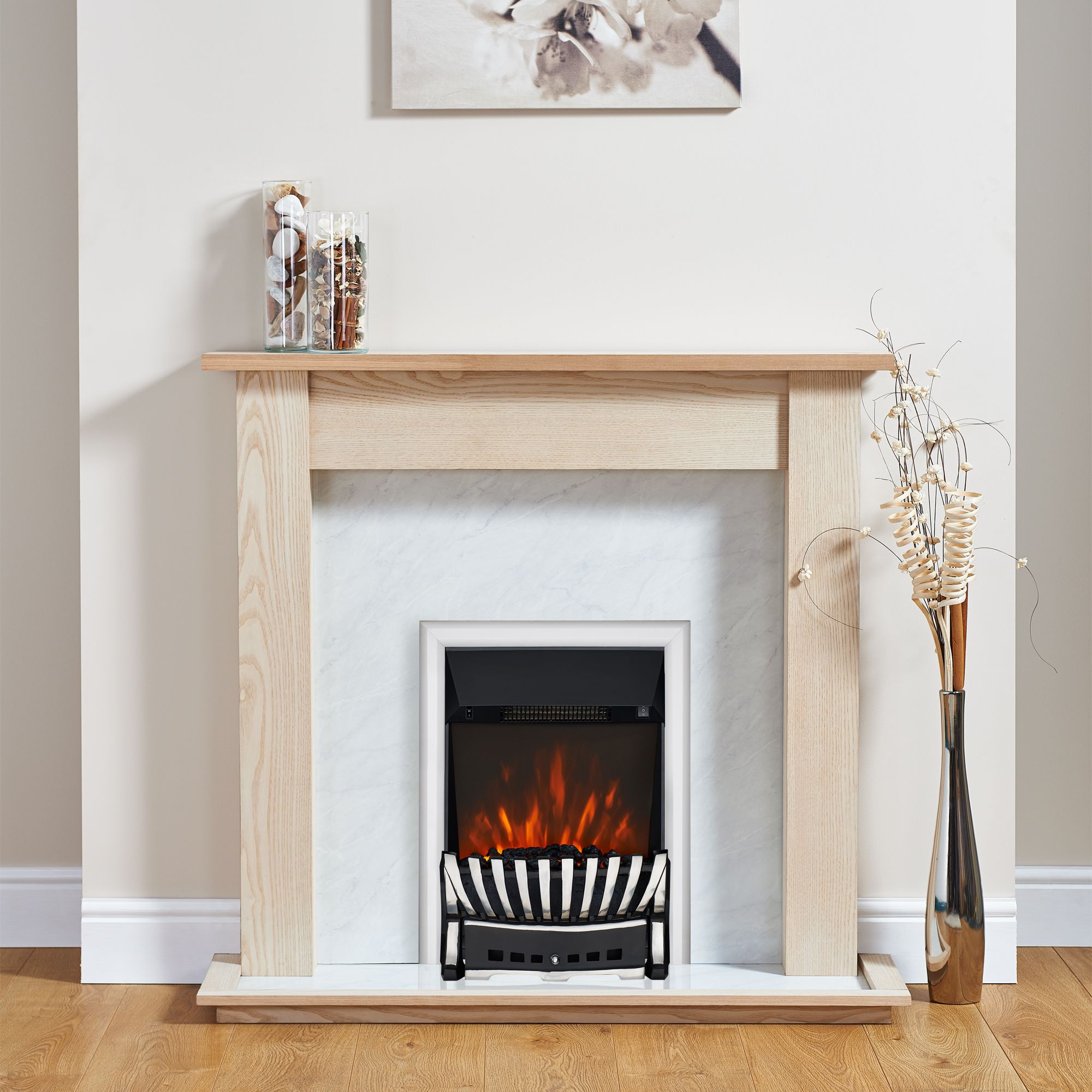 Focal Point Elegance Chrome effect Electric fire suite