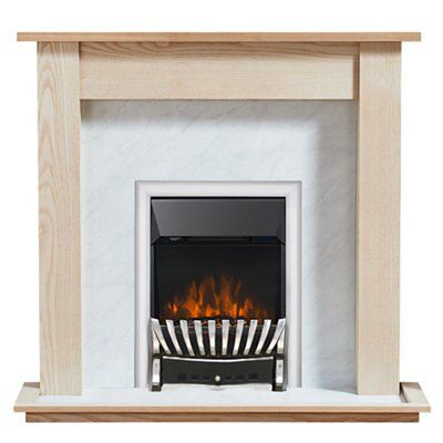 Focal Point Elegance Kingswood Chrome effect Freestanding Electric Fire suite
