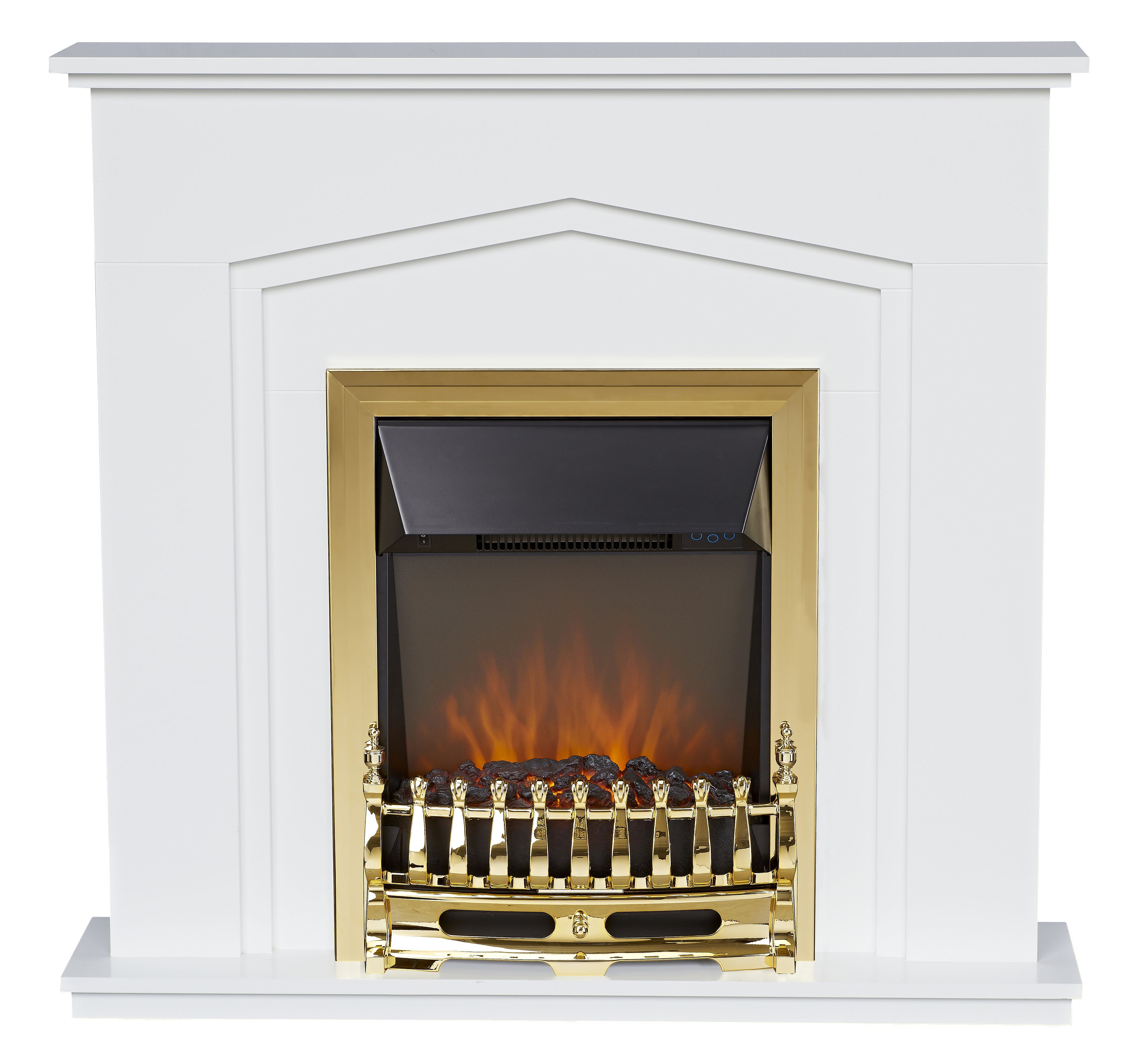 Focal Point Elvington White Brass effect Electric Fire suite | DIY at Bu0026Q