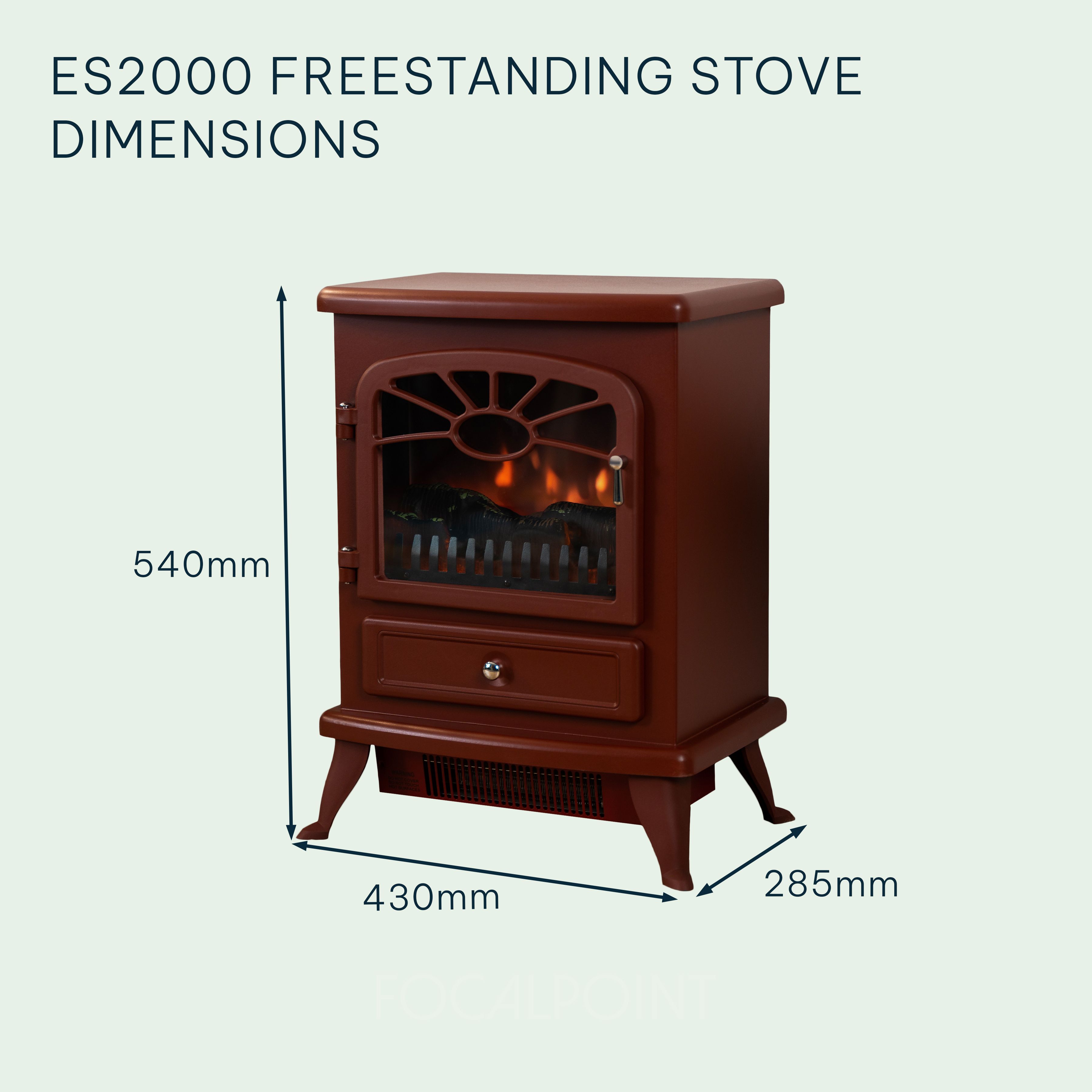 Focal Point ES 2000 1.8kW Gloss Burgundy Electric Stove (H)540mm (W)430mm