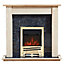 Focal Point Horizon Kingswood Black Brass effect Fire suite