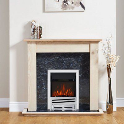 Focal Point Horizon Kingswood Black Chrome effect Freestanding Electric Fire suite