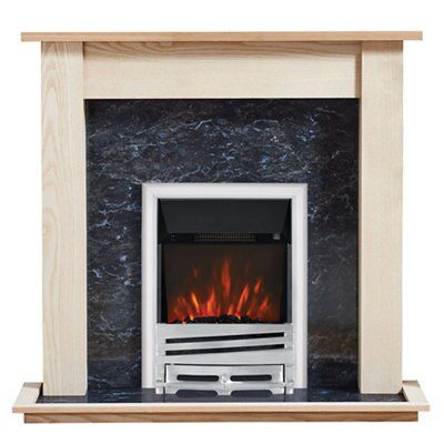 Focal Point Horizon Kingswood Black Chrome effect Freestanding Electric Fire suite