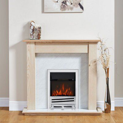 Focal Point Horizon Kingswood Black Chrome effect Freestanding Electric Fire suite