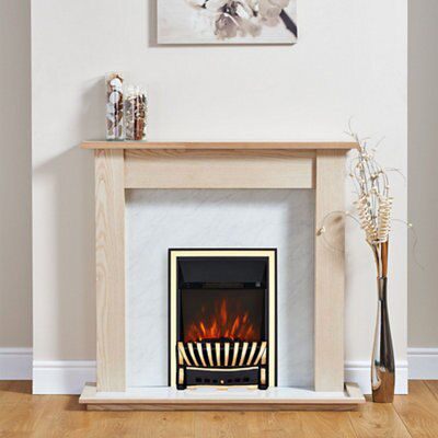 Focal Point Horizon Kingswood Brass effect Freestanding Electric Fire suite