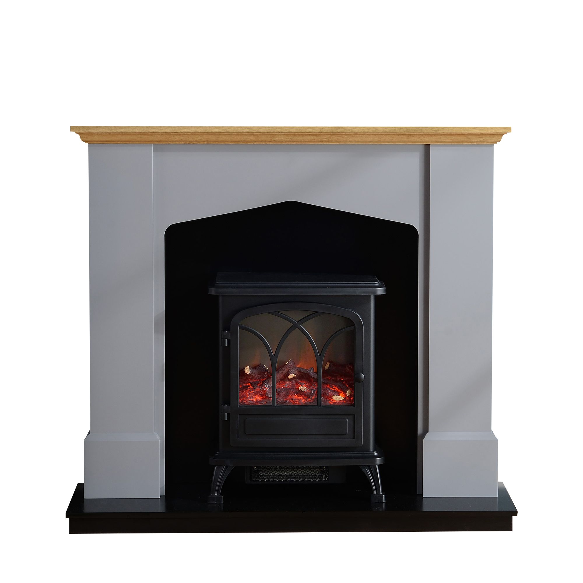 Focal Point Hurst Oak & grey Freestanding Electric Fire suite