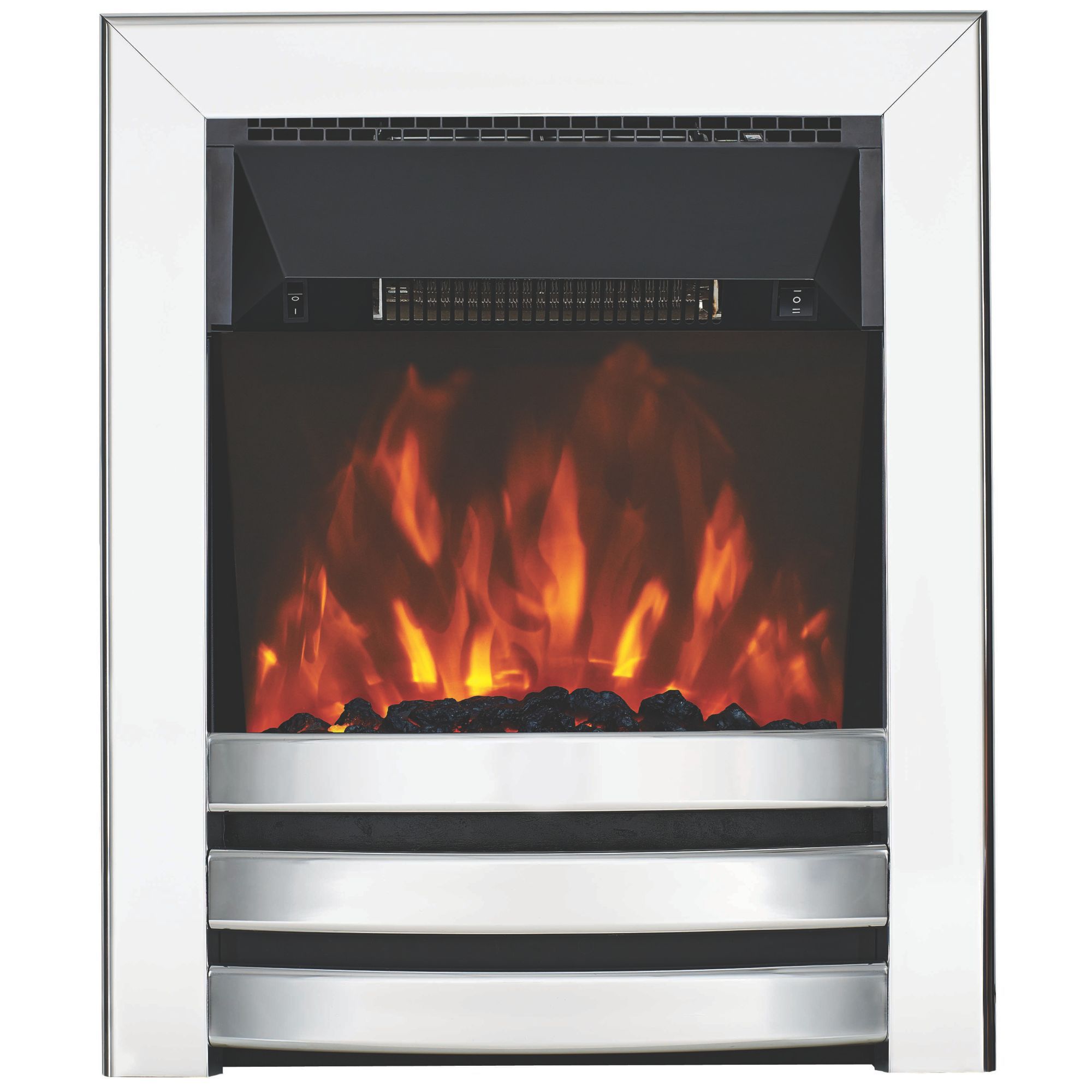Focal Point Langham 2kW Chrome effect Electric Fire (H)555mm (W)390mm (D)114mm