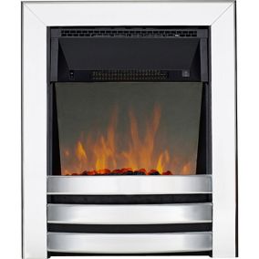 Focal Point Langham 2kW Chrome effect Electric Fire With reflective glass flame (H)555mm (W)390mm (D)114mm