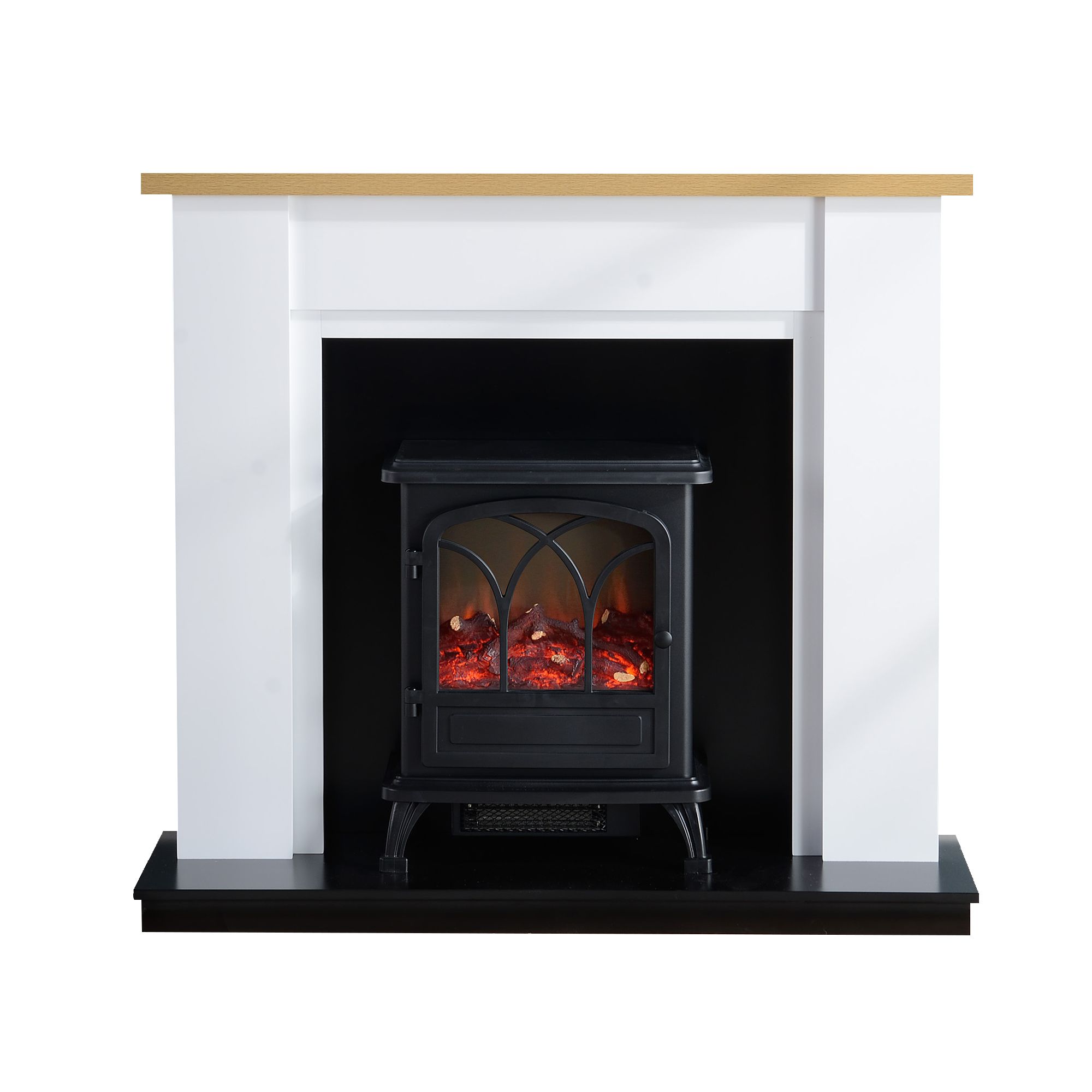 Focal Point Linford Oak u0026 white Electric Fire suite | DIY at Bu0026Q