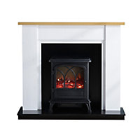 Focal Point Linford Oak & white Freestanding Electric Fire suite