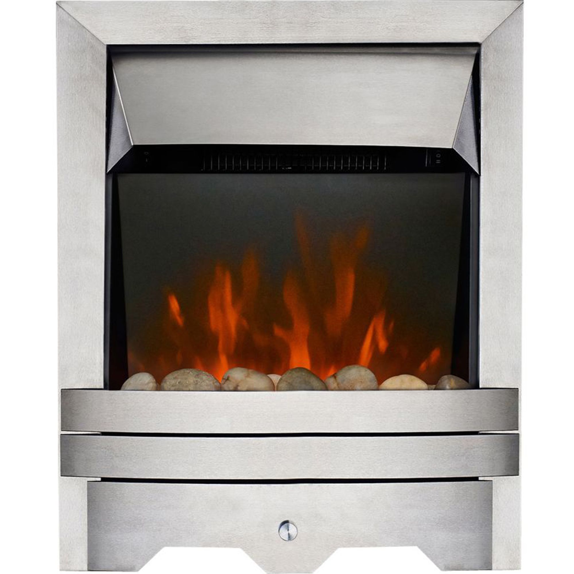 Focal Point Lulworth 2kW Brushed metal effect Inset Electric Fire (H)555mm (W)390mm (D)114mm