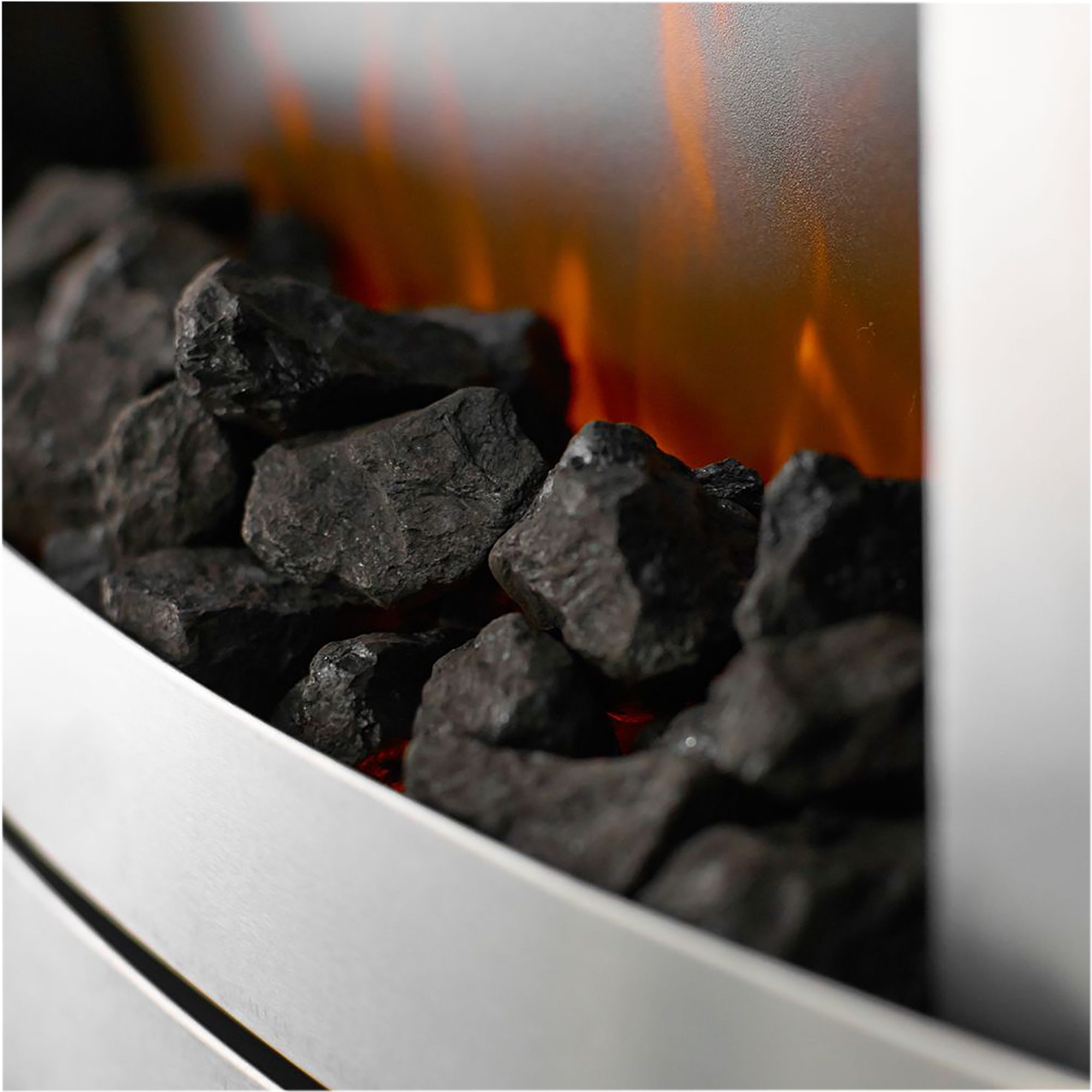 Focal Point Lulworth 2kW Brushed metal effect Inset Electric Fire (H)555mm (W)390mm (D)114mm
