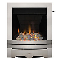 Focal Point Lulworth Brushed stainless steel effect Slide control Gas Fire