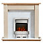 Focal Point Lulworth Kingswood Brushed stainless steel effect Freestanding Electric Fire suite