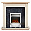 Focal Point Lulworth Kingswood Brushed stainless steel effect Freestanding Electric Fire suite