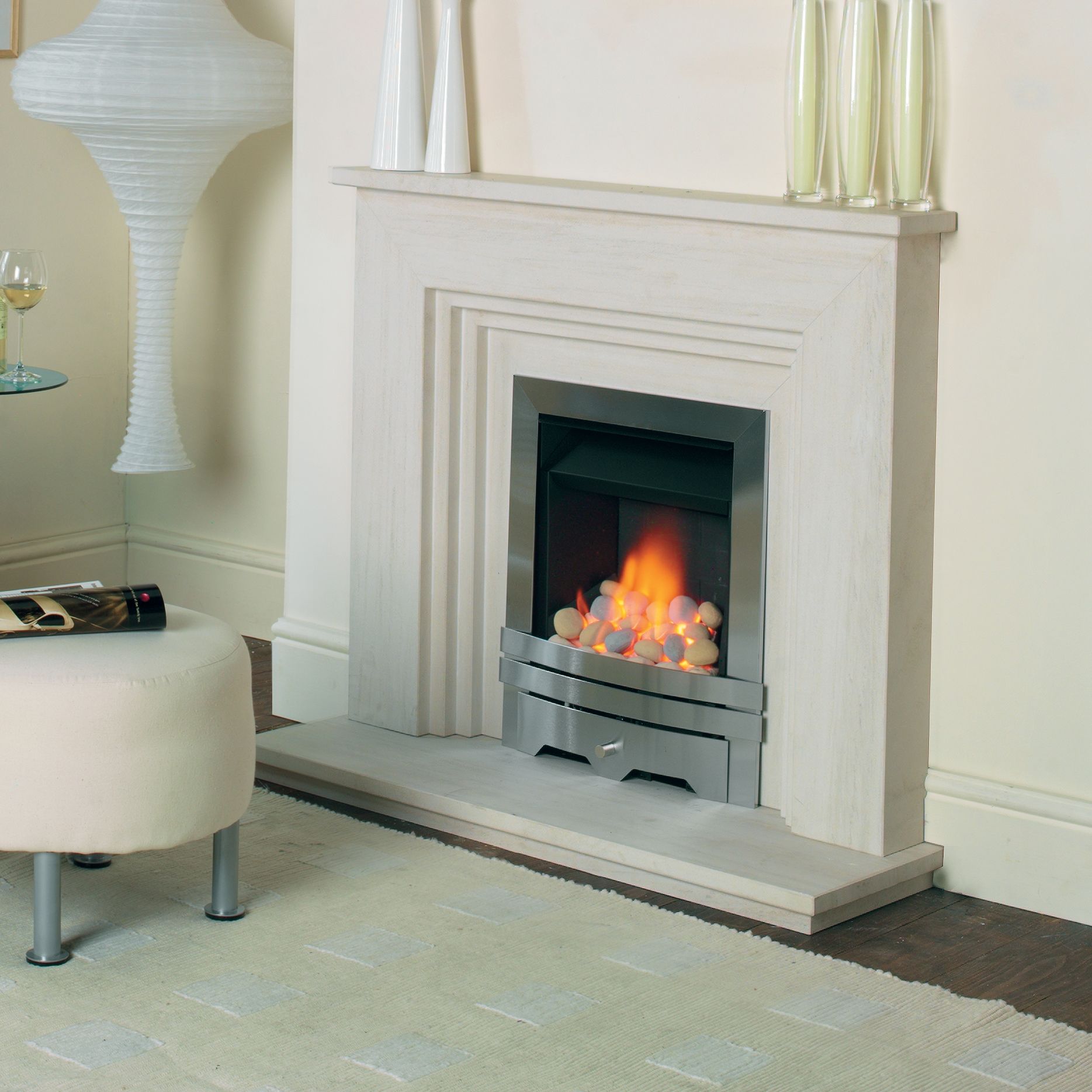 Focal Point Lulworth multi flue Brushed stainless steel effect Manual control 3.1kW Gas Fire