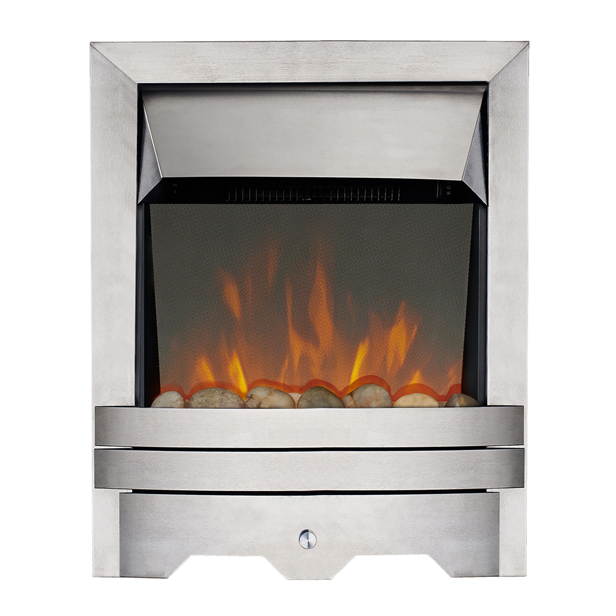 Focal Point Lulworth Reflections 2kW Brushed metal effect Electric Fire (H)555mm (W)390mm (D)114mm