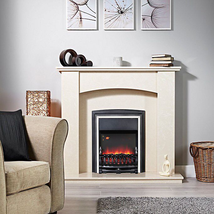 Focal Point Lycia 2kW Chrome effect Electric Fire (H)547mm (W)390mm (D)66mm
