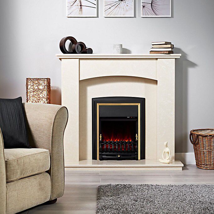Focal Point Lycia 2kW Matt Brass effect Inset Electric Fire (H)63.5cm (W)53cm (D)16.6cm - Refurbished