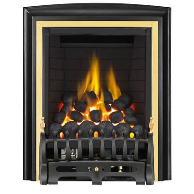 Focal Point Lycia full depth Black Brass effect Manual control Gas Fire