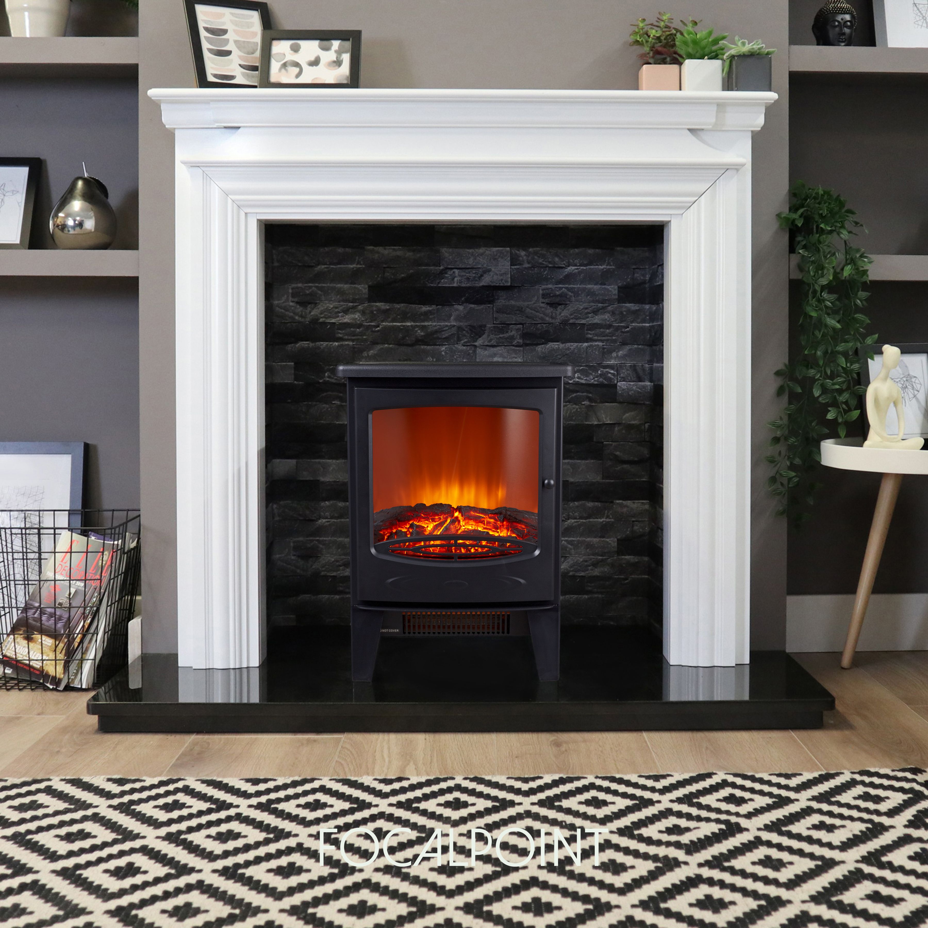 Focal Point Malmo Matt Black Cast iron effect Electric Stove
