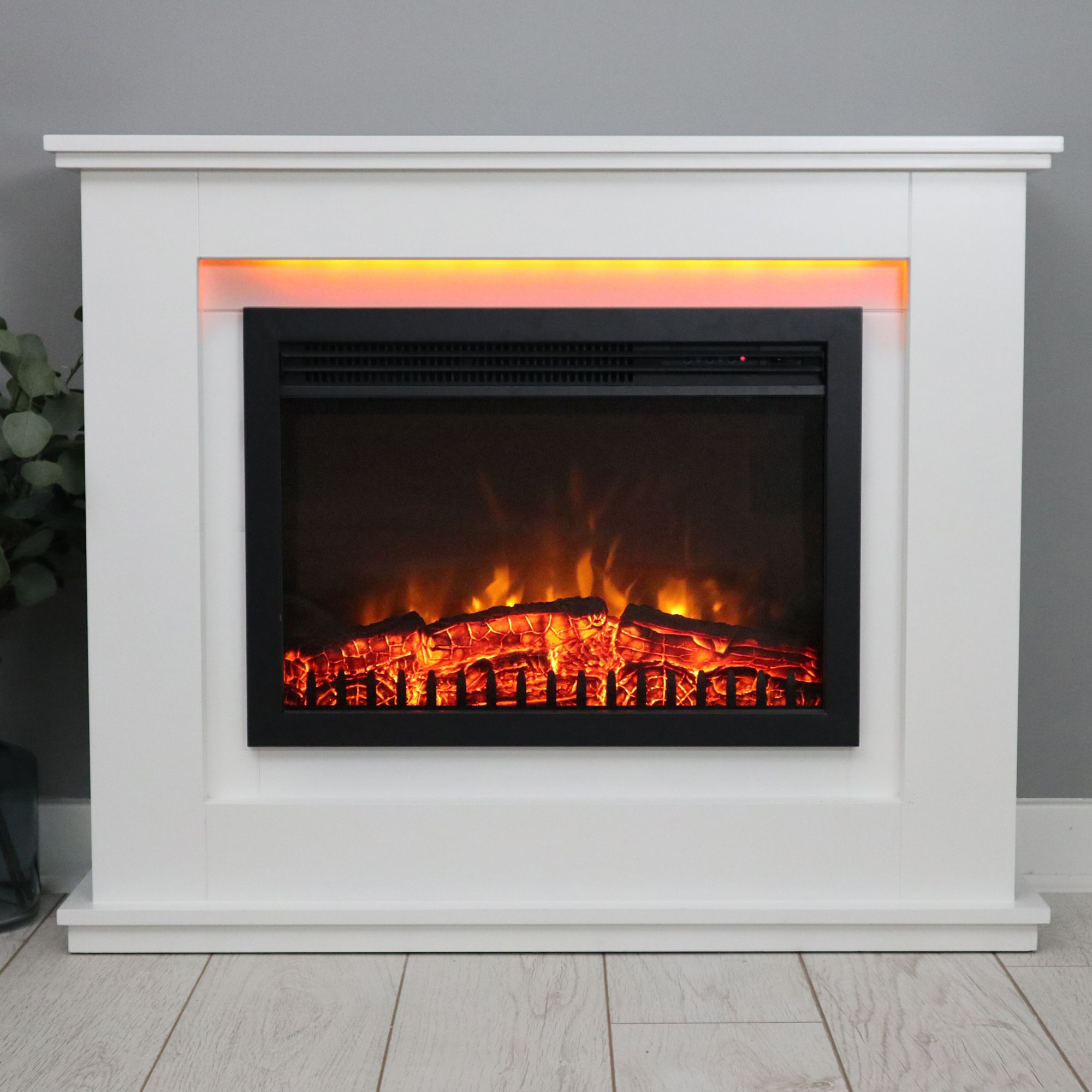 Focal Point Medford White Freestanding Electric Fire suite