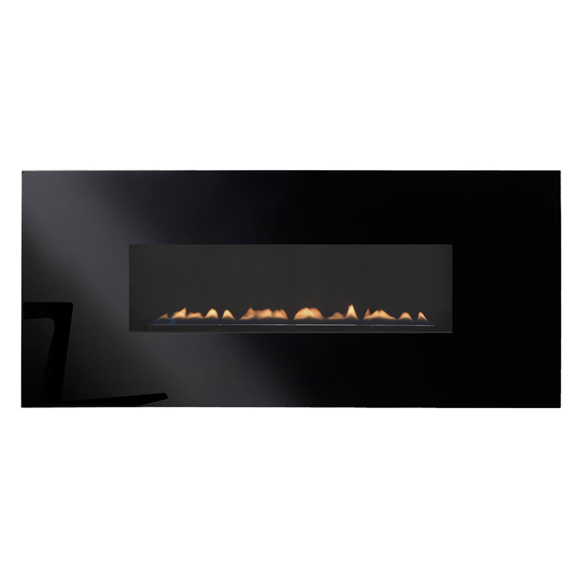 Focal Point Midnight flueless Black glass frame Black Manual control Gas  Fire | DIY at Bu0026Q