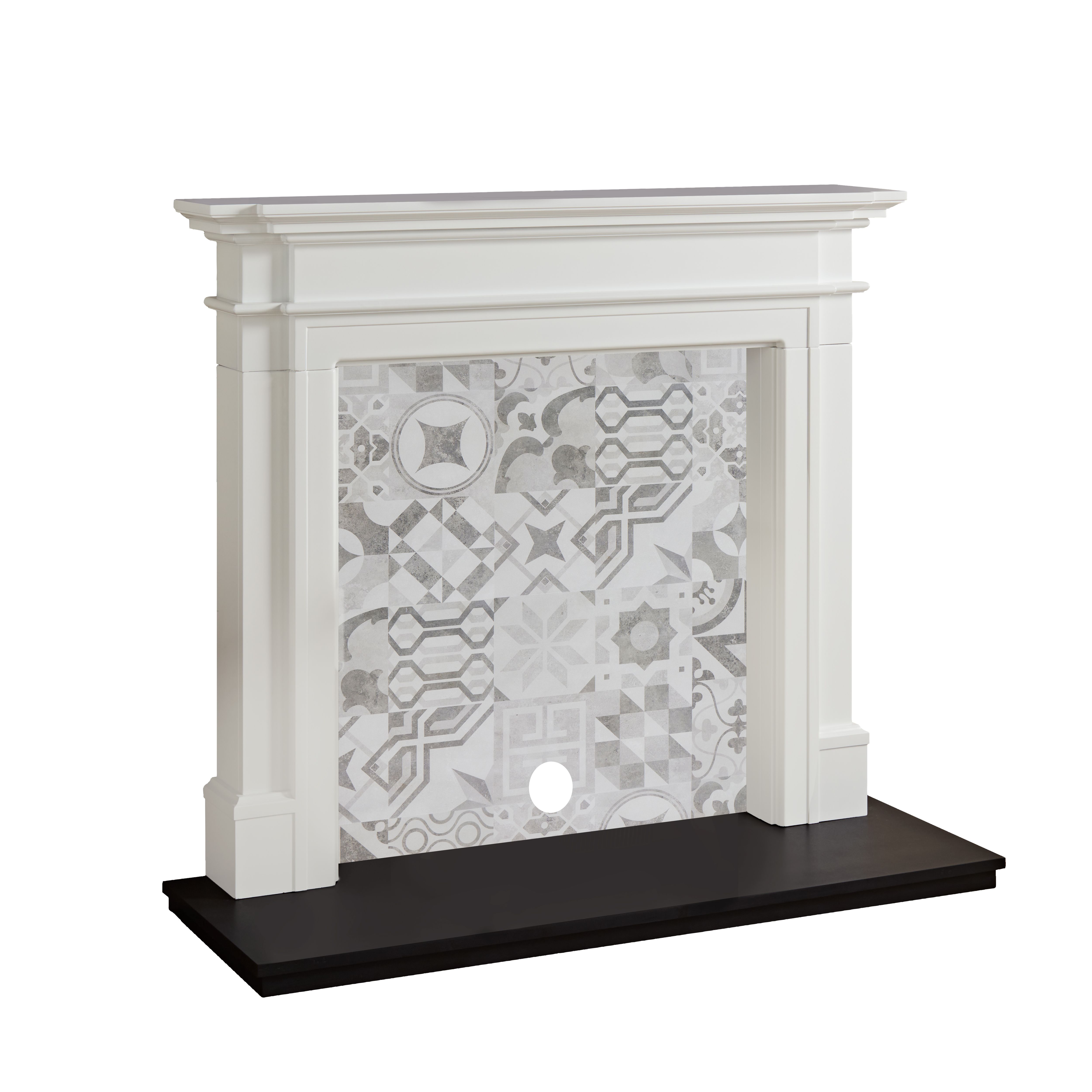 Focal Point Montana White & black MDF Artisian Fireplace surround set