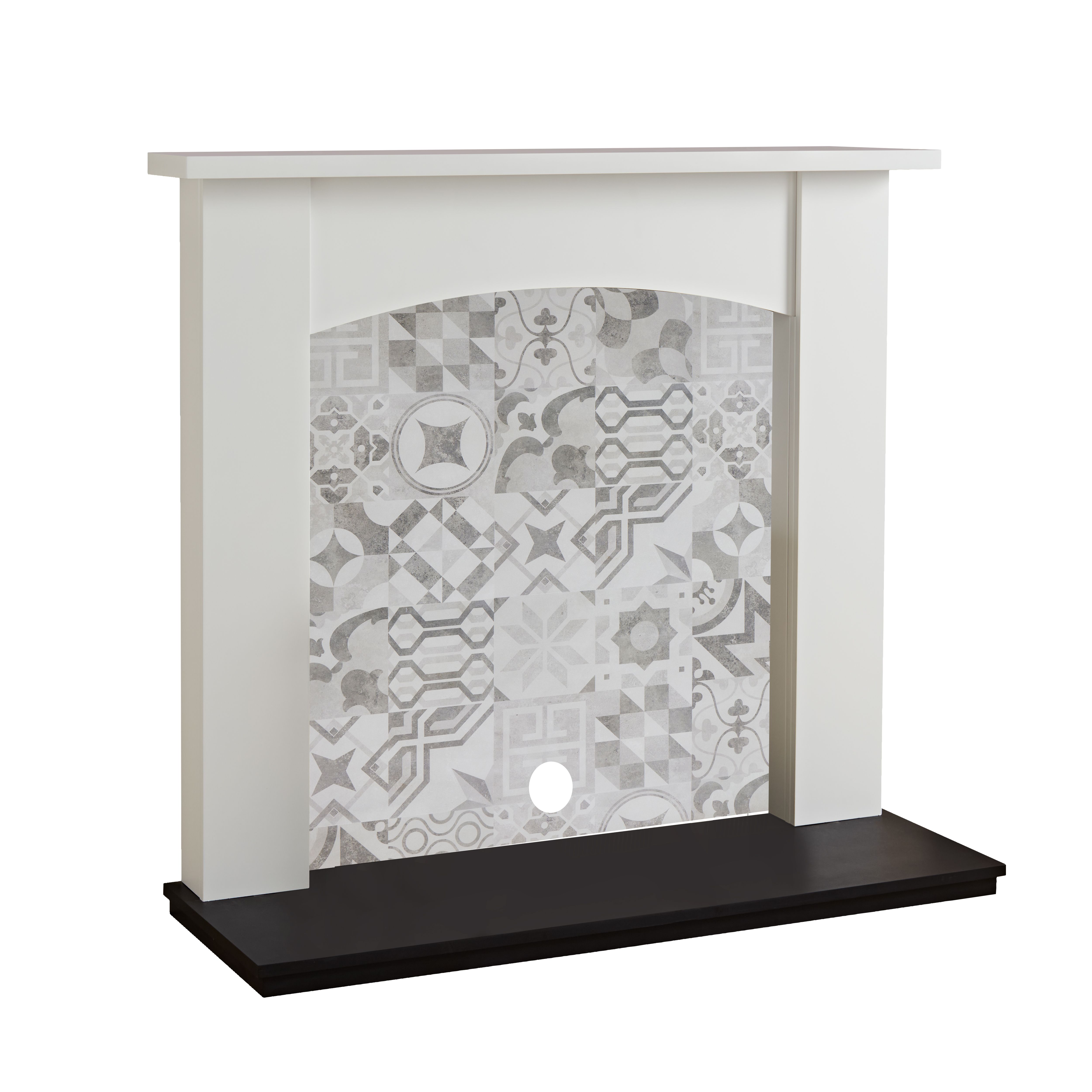 Focal Point Nebraska White & black MDF Artisian Fireplace surround set