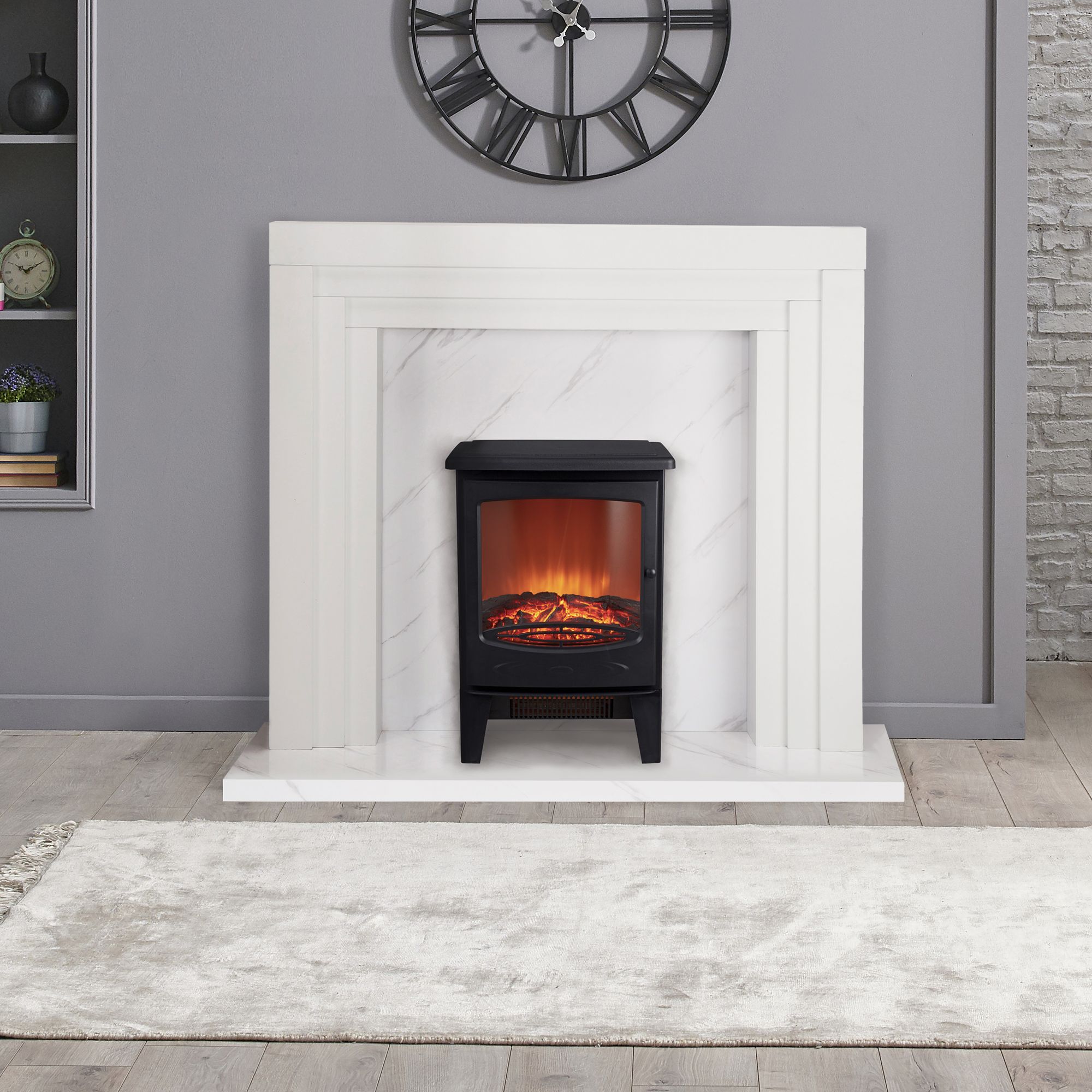 Focal Point Northolt White Medium-density fibreboard (MDF) Fireplace surround set