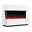 Focal Point Panoramic White Freestanding Electric Fire suite