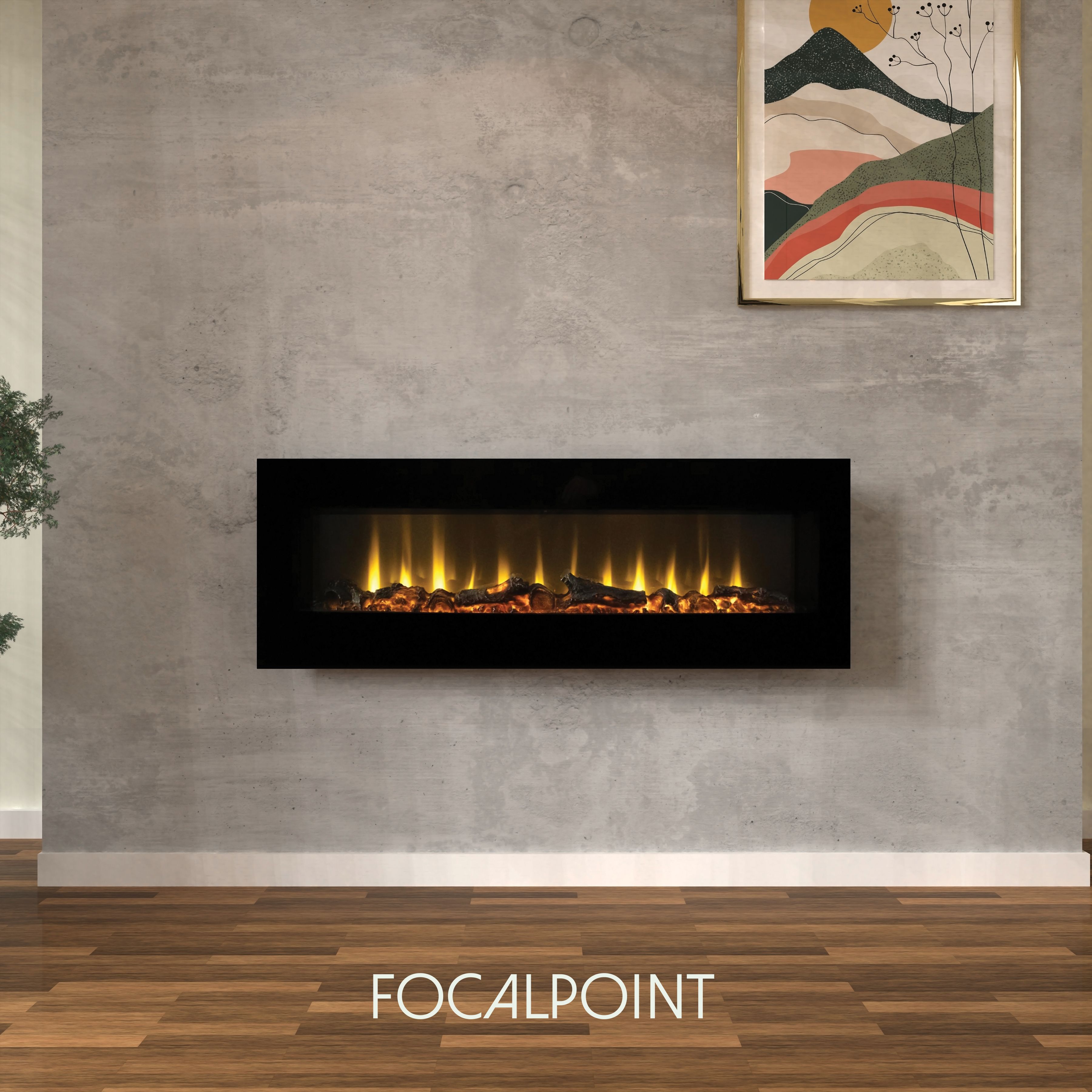 Focal Point Ravensdale 1.8kW Matt Black Wall-mounted Fire (H)43.2cm (W)122cm (D)11.3cm