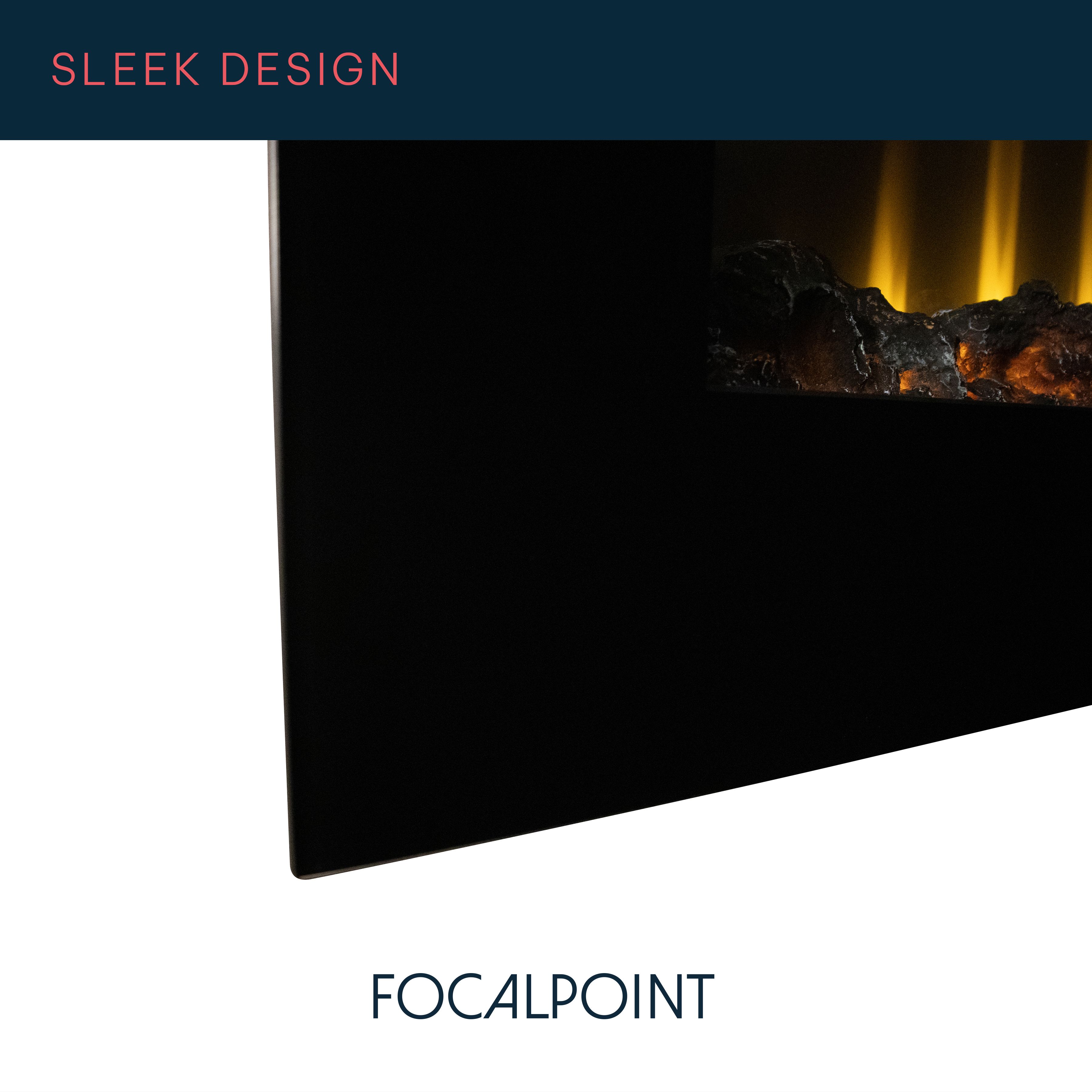 Focal Point Ravensdale 1.8kW Matt Black Wall-mounted Fire (H)43.2cm (W)122cm (D)11.3cm