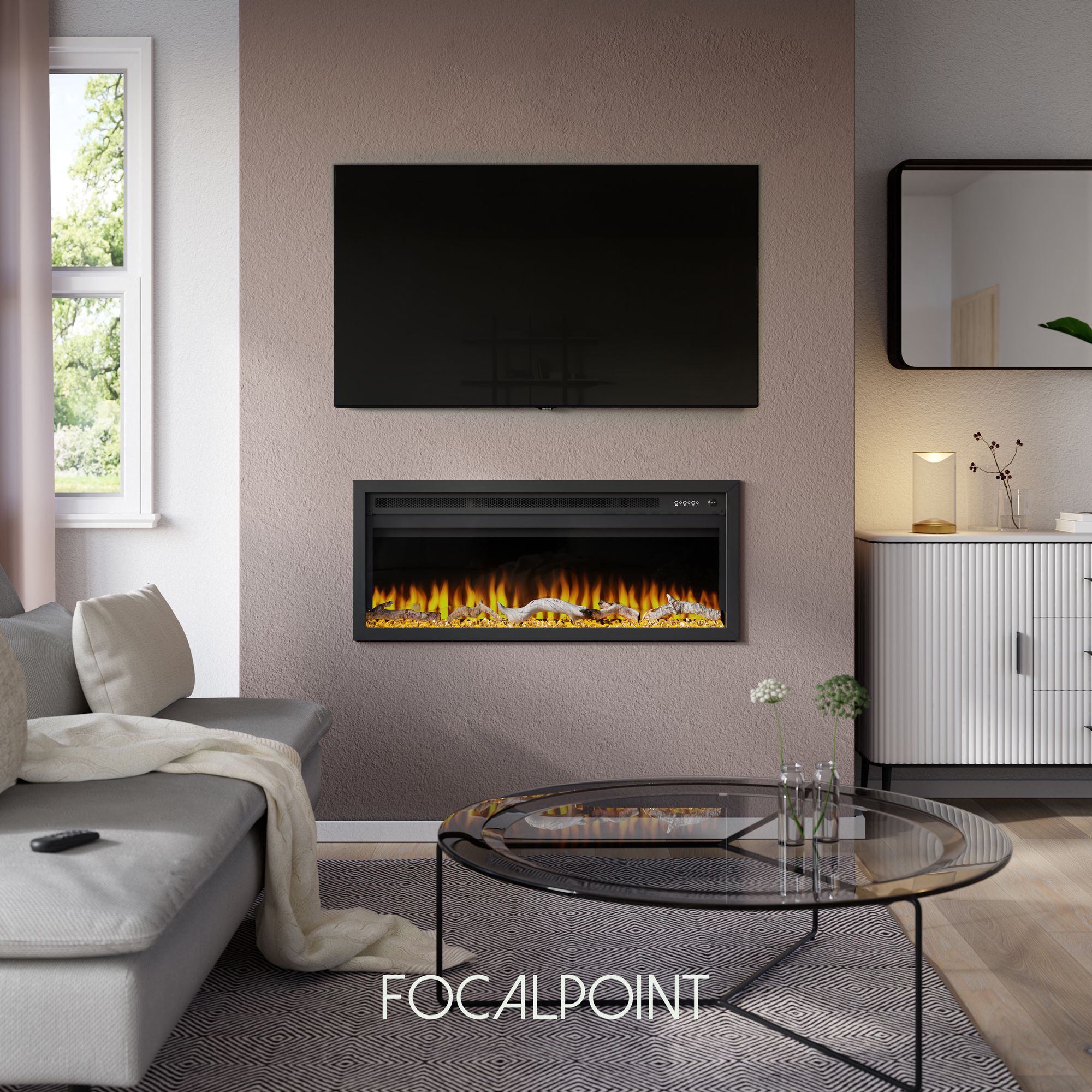 Focal Point Sasanoa 40" 1.5kW Matt Black Inset Electric Fire (H)455mm (W)1040mm (D)152mm