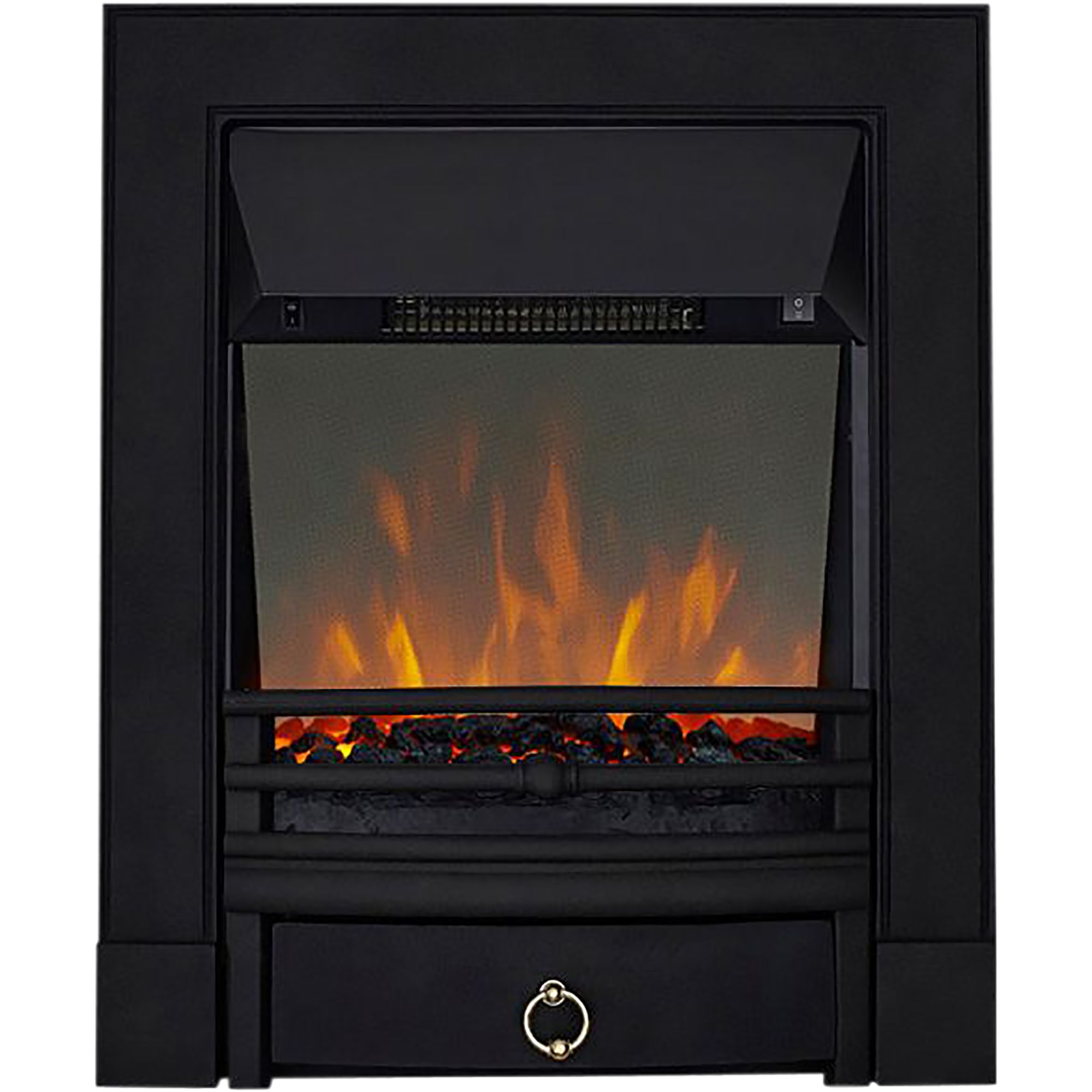 Focal Point Soho 2kW Cast iron effect Inset Electric Fire with reflective glass flame (H)596mm (W)485mm (D)154mm