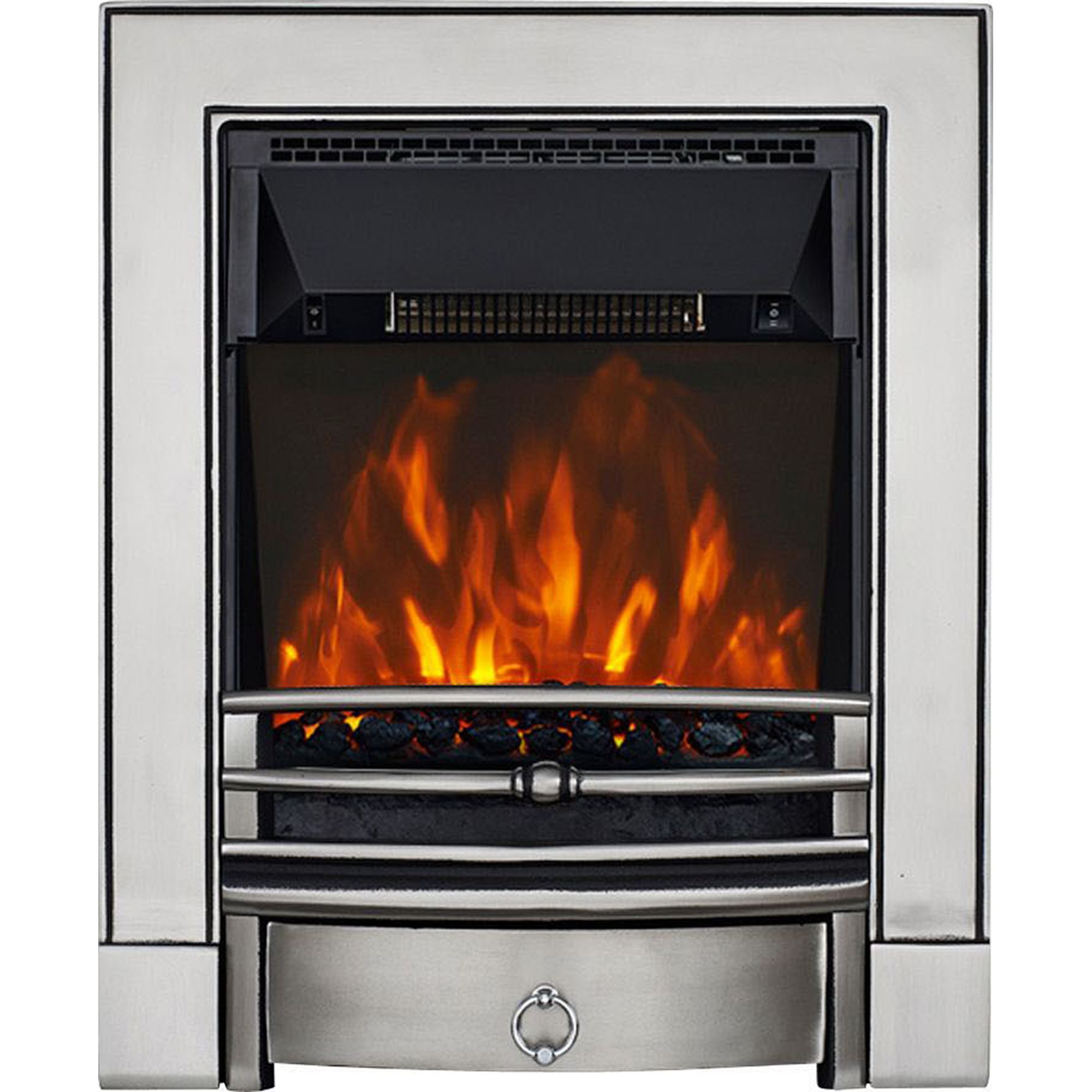 Focal Point Soho 2kW Chrome effect Electric Fire (H)555mm (W)390mm (D)114mm