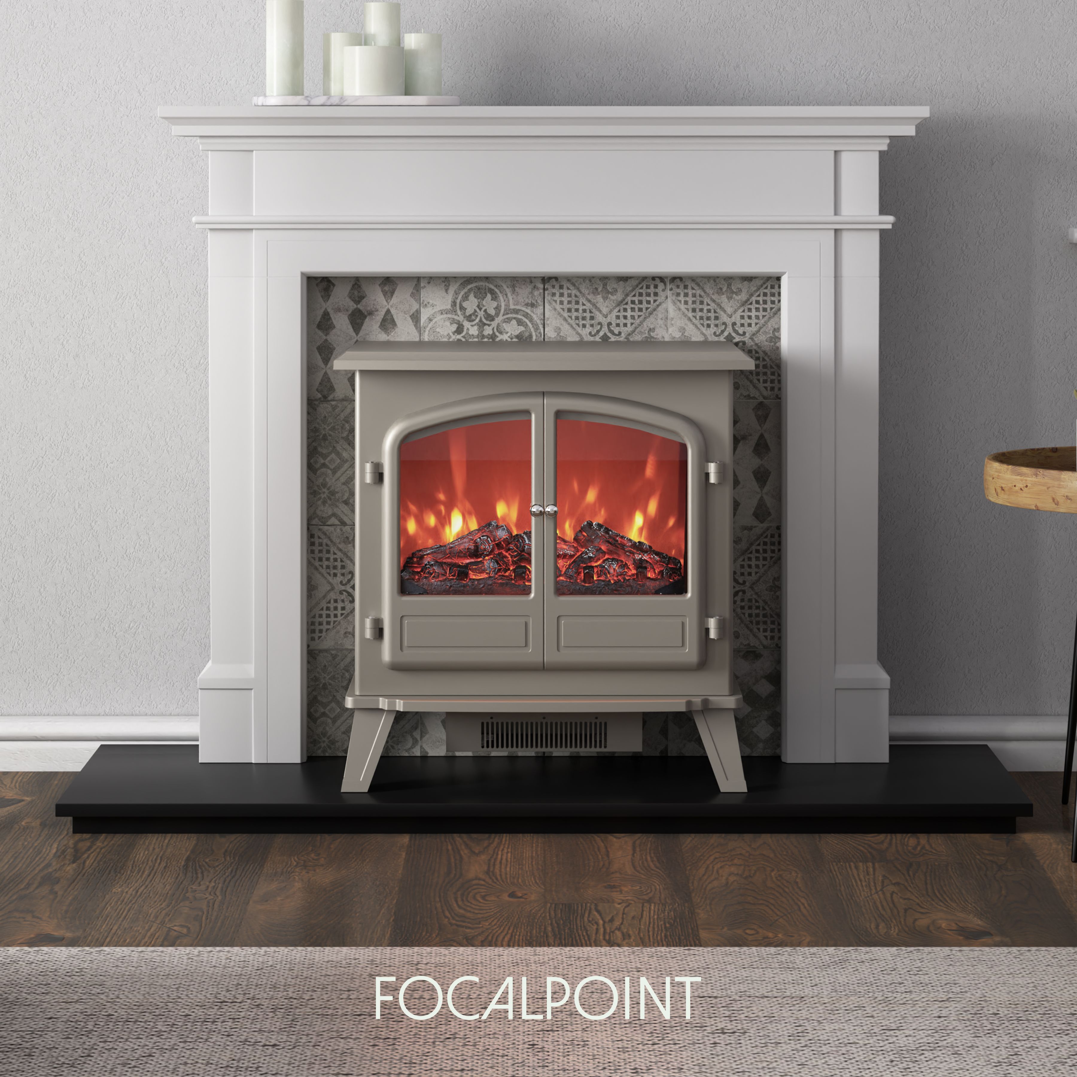 Focal Point Weybourne 1850W Matt Sage grey Electric Stove (H)670mm (W)635mm