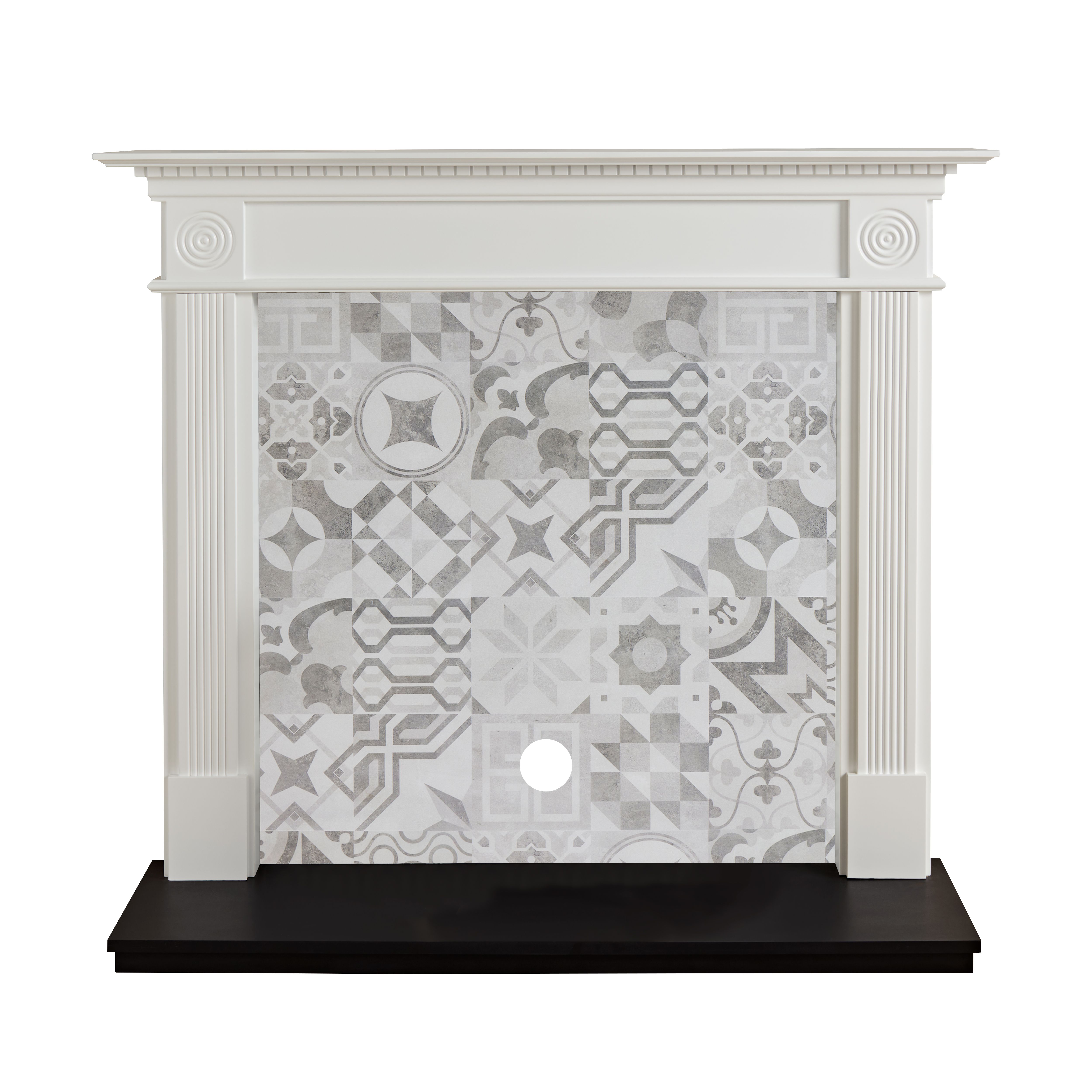 Focal Point Woodthorpe White & black MDF Artisian Fireplace surround set